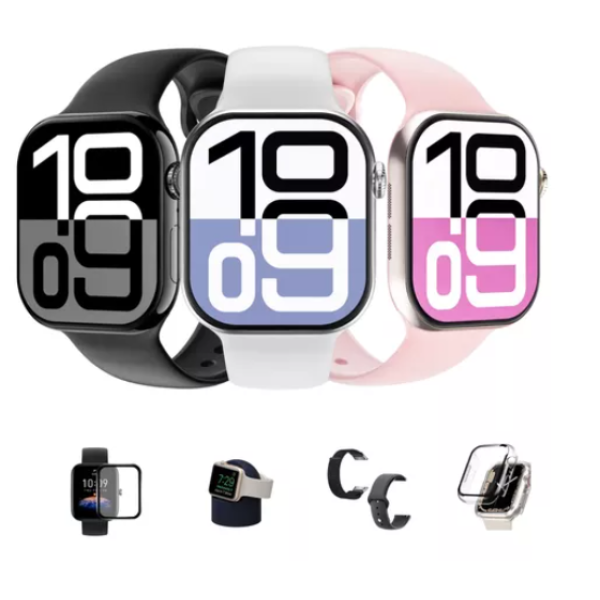 Relógio Smartwatch Microwear S10 Serie 10 Nfc Amoled - Prata/Branco